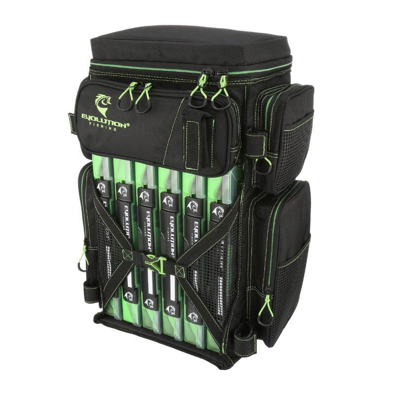 Evolution Outdoor حقيبة صيد Evolution Drift Series 3700 مع نظام QuikLatch و 2 حامل قضبان - أخضر، حقيبة صيد ثقيلة مع 6 صناديق طعم - Image 1